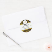 Sticker voor Black and Gold Damask Monogram Weddin (Envelop)