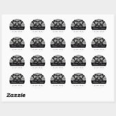 Sticker voor Black and White Damask Wedding (Vel)
