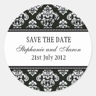 Sticker voor Black and White Damask Wedding