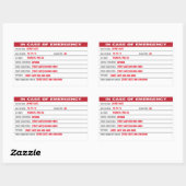 Sticker voor informatie over noodsituaties bij kin (Vel)
