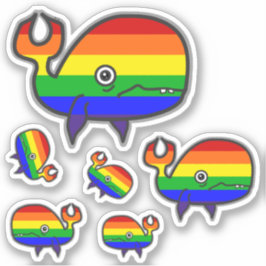 Sticker voor regenboogangstig, maar geperste walvi