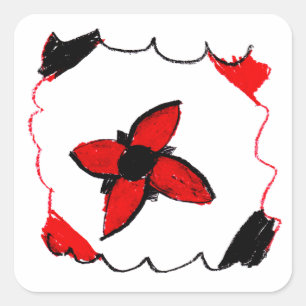 Sticker voor rood en zwart-wit — Kunst voor kinder