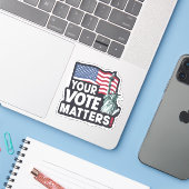 Sticker Vos Votes, ça compte Élections USA 2024 (Ordinateur portable avec iPhone)