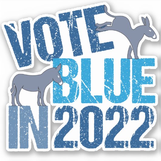 Sticker Vote Blue en 2022 Démocrate Donkey Élection de mi- (Devant)