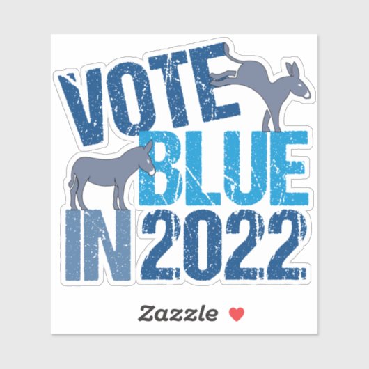 Sticker Vote Blue en 2022 Démocrate Donkey Élection de mi- (Feuille)