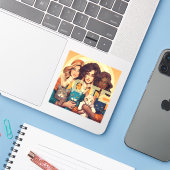 Sticker VOTE Dames de chats sans enfant (Ordinateur portable avec iPhone)