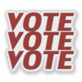 Sticker Vote vote typographie rouge moderne (Devant)