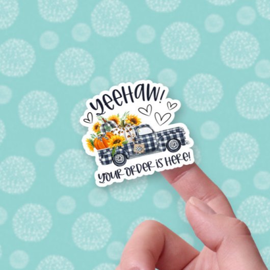 Sticker Votre commande est ici Automne Citrouille Truck Bu