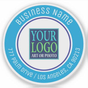 Sticker Votre logo, nom d'entreprise, adresse, cercle bleu