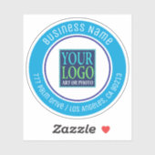 Sticker Votre logo, nom d'entreprise, adresse, cercle bleu (Feuille)