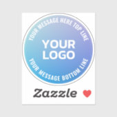 Sticker Votre logo | Ombre bleue à violet et texte circula (Feuille)