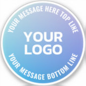 Sticker Votre logo | Ombre bleue à violet et texte circula (Recto)
