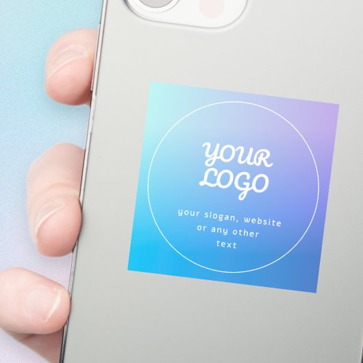 Sticker Votre Logo & Slogan ou autre texte | Bleu et pourp