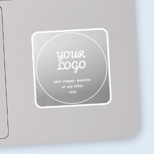Sticker Votre logo & slogan ou autre texte   Gris & Blanc