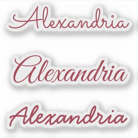 Sticker Votre nom Burgundy manuscrite Versions de script (Devant)