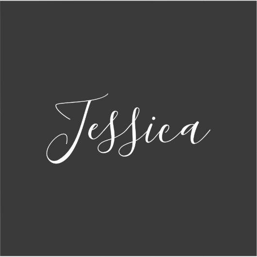 Sticker Votre nom | Élégant script blanc sur noir (Devant)