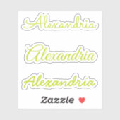 Sticker Votre nom Lime Green Versions manuscrites de scrip (Feuille)