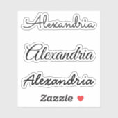 Sticker Votre nom Noir manuscrit versions de script (Feuille)