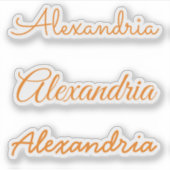 Sticker Votre nom Orange manuscrit Versions de script (Devant)