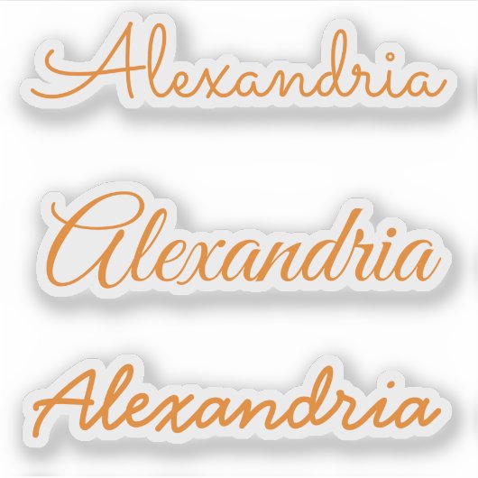 Sticker Votre nom Orange manuscrit Versions de script (Devant)