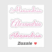 Sticker Votre nom Pink manuscrit versions de script (Feuille)