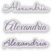 Sticker Votre nom Purple manuscrit Versions de script (Devant)