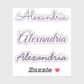 Sticker Votre nom Purple manuscrit Versions de script (Feuille)