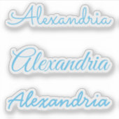 Sticker Votre nom Sky Blue manuscrit Versions de script (Devant)