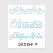 Sticker Votre nom Sky Blue manuscrit Versions de script (Feuille)