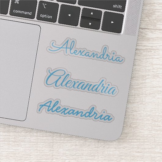 Sticker Votre nom Sky Blue manuscrit Versions de script (Détail)