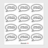 Sticker Votre nom Speech Bubble Fun Retro Comédie Livre (Feuille)