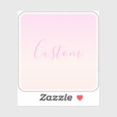Sticker Votre texte | Élégant Script & Soft Blush Pink Omb (Feuille)