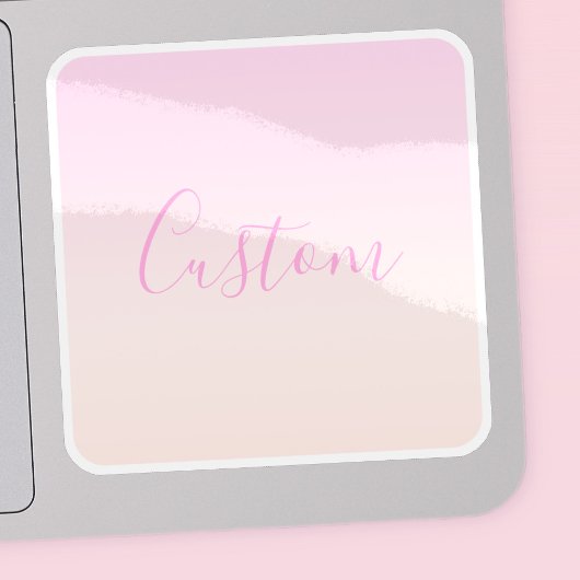 Sticker Votre texte | Élégant Script & Soft Blush Pink Omb