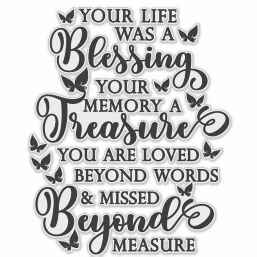 Sticker Votre vie a été une bénédiction papillon Décale co (Devant)