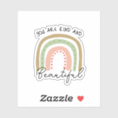 Sticker Vous êtes Kind & Beautiful Boho Rainbow Citation (Feuille)