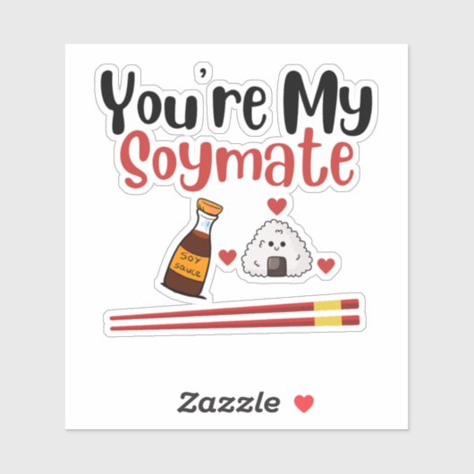 Sticker vous êtes mes couples soymat, soja et sushi (Feuille)