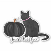 Sticker Vous Êtes Un Chat Noir Pur Et Un Citrouille Noir (Devant)