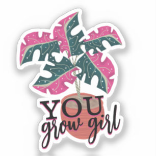 Sticker Vous grandissez fille plante Monstera dessinée à l