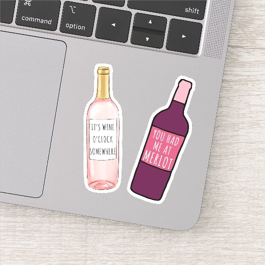 Sticker Vous m'avez eu à Merlot / C'est Wine O'Clock quelq (Détail)
