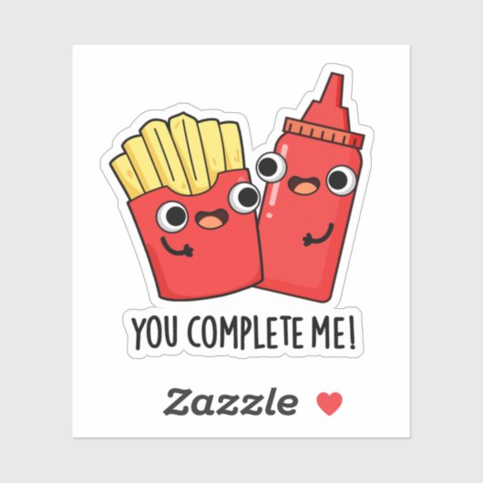 Sticker Vous Me Complétez Fries Funky Ketchup Pun (Feuille)