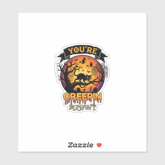 Sticker Vous Me Faites Frissonner Halloween Chat Noir Plei (Feuille)