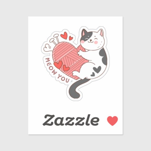 Sticker Vous Miaulez Chat Mignon Saint Valentin (Feuille)