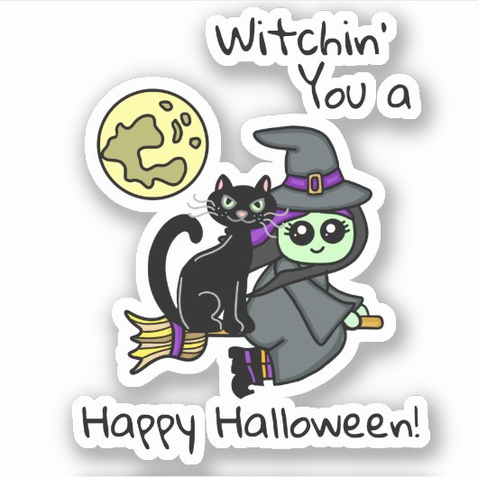 Sticker Vous préparer un Halloween heureux (Devant)