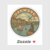 Sticker Voyage au Danemark Vintage (Feuille)