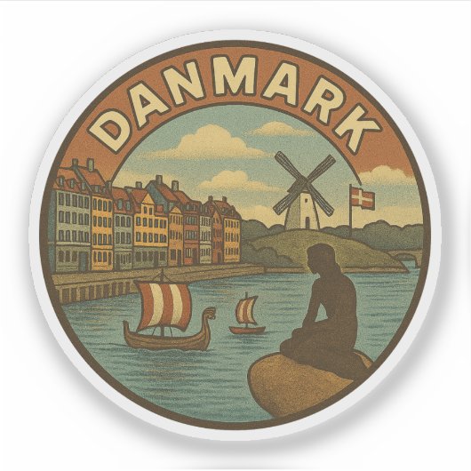 Sticker Voyage au Danemark Vintage (Devant)