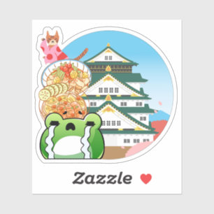 Sticker Voyage au Japon : Chat en kimono, Ramen et Château