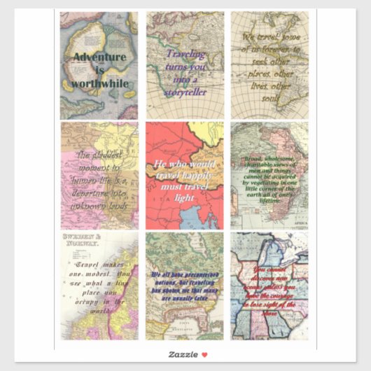 Sticker voyage citations cartes du monde antique Collage a (Feuille)