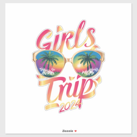 Sticker Voyage de filles 2024 Week-end Summer Beach Vacati (Feuille)