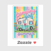 Sticker Voyage de filles de camping d'été (Feuille)