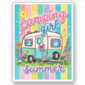 Sticker Voyage de filles de camping d'été (Devant)
